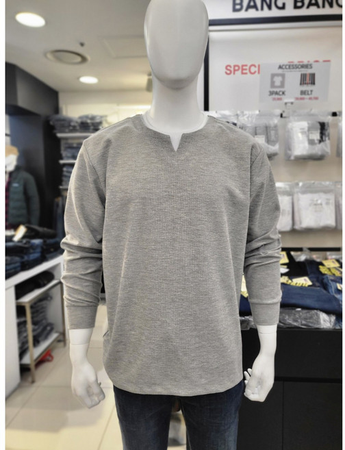 뱅뱅 봄 목 늘어짐 없는 남성 원단 짱 시보리 소매 긴팔 티셔츠