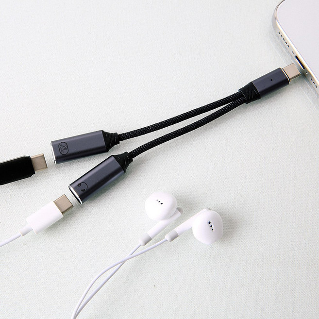 USB C to C 2in1 젠더 100w충전 이어폰 사용가능