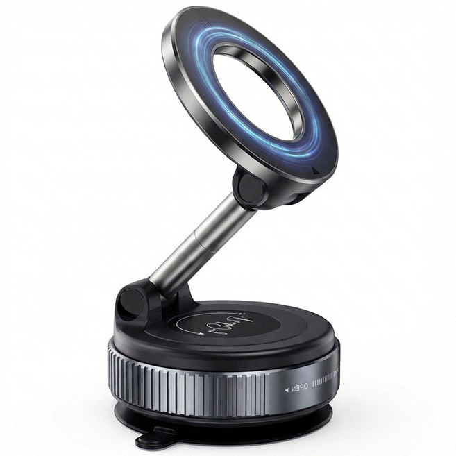 픽커리 360도 회전 흡착식 맥세이프 차량 핸드폰 거치대, 블랙, 1개