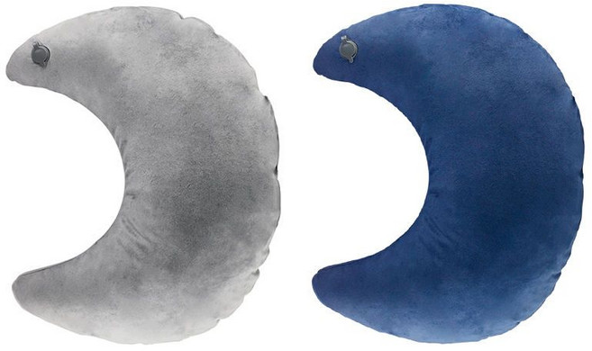 반달형 휴대용 미용실 수유 공기 베개 투명 안감 받침 주입, 그레이 블루 세트