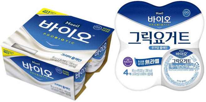 매일바이오 그릭요거트무가당플레인80g(4입)1개+플레인크리미85g(4입)1개/냉장무배