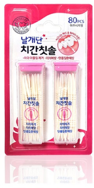 네오 날개단 치간칫솔 80p/이쑤시개형 휴대용케이스, 80개입