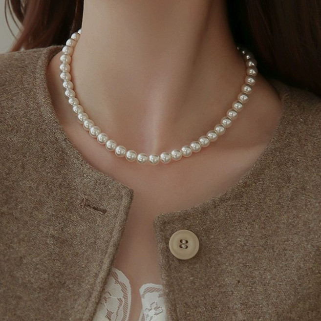 925실버 스와로브스키 진주 포인트 목걸이