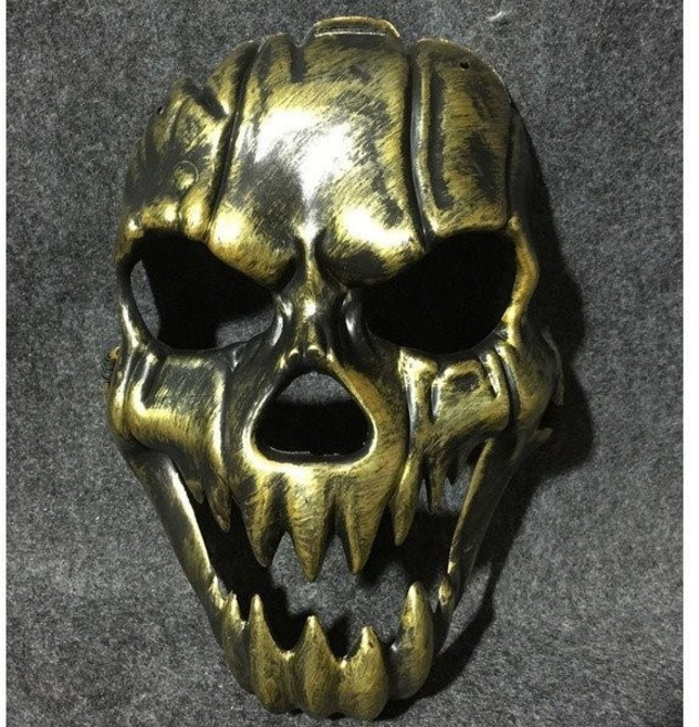 금색 해골 가면 탈 연말 축제 공포 호러 악마 마스크 소품 영화 드라마 오페라 연극 코스프레 가장 무도회 할로윈 테마 분장 생일 파티 클럽 공연 가면극 변장 아이템 용품