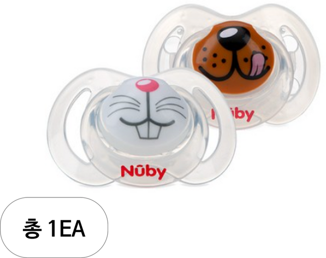 누비 동물친구 셀피 노리개 젖꼭지 2p 세트, 0~6개월, 토끼 + 강아지, 1세트