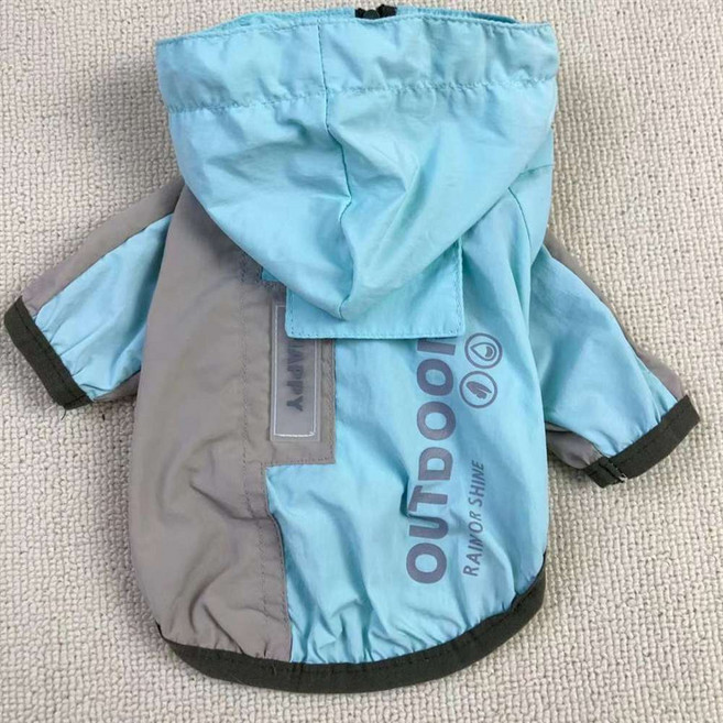 MOSAIRATION 강아지 패딩 방수 후드 바람막이 점퍼 애견 의류 귀여운 반려동물 봄 가을용 외출용 편안한 착용감 Z10, 1개, 블루 그레이