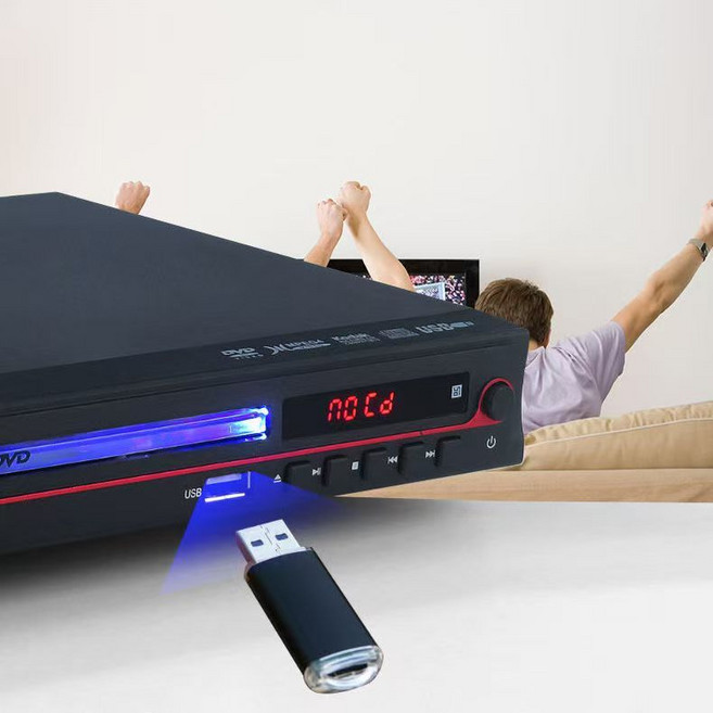 DVD 플레이어 CD USB 씨디플레이어 휴대용플레이어 HDMI TV연결 VCD 포트, 1개, 고화질 dvd 플레이어