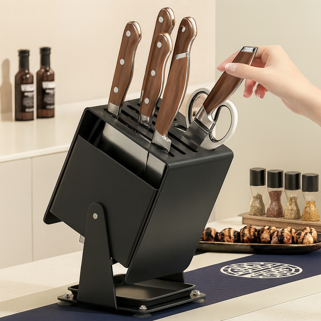 플래틱 각도 조절 녹 방지 탄소강 칼꽂이, 1개, 그레이