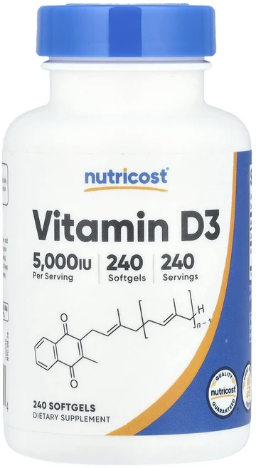 Nutricost 비타민D3 125g(5000IU) 소프트젤 240정, Nutricost비타민D3125g5000IU소프트젤24 - 쿠팡