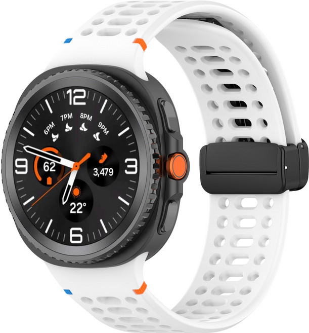 갤럭시워치 8 40mm 44mm 46mm 클래식 실리콘 픽셀 포인트 러기드 마그네틱 스트랩 밴드, 화이트