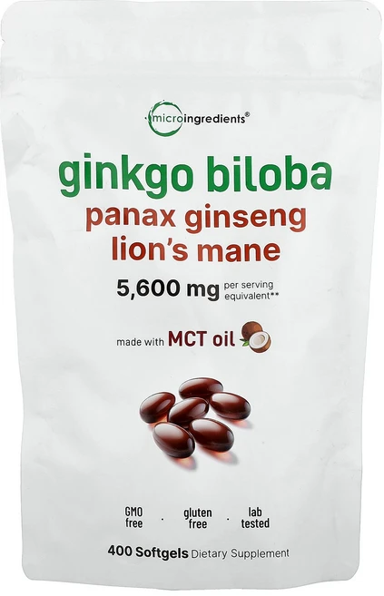 Micro Ingredients Ginkgo Biloba Panax Ginseng Lion's Mane 400 Softgels, 1개 - 쿠팡