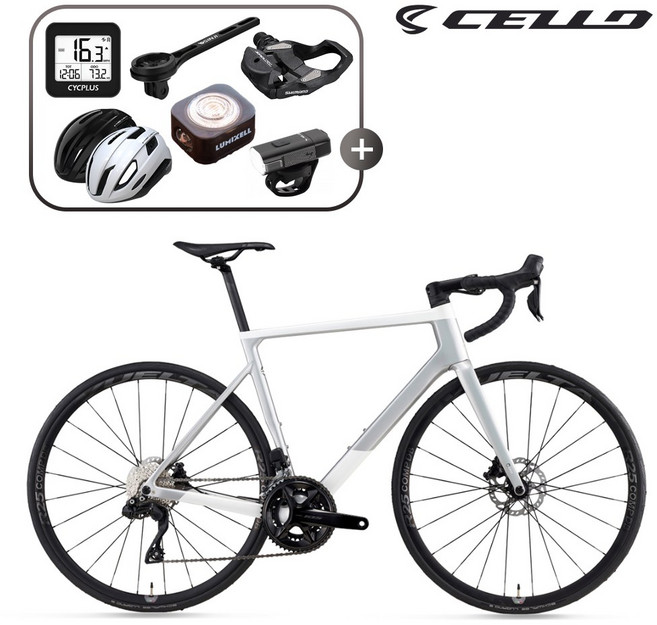 2025 첼로 700C 케인 E7 105 Di2 24단 카본 로드 자전거 조립자전거 99%조립, 펄화이트/레인보우실버, L(510), 1개