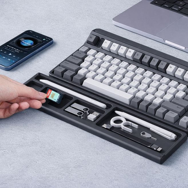 수납형 키보드 손목거치대 손목 보호 팜레스트, 1개, 블랙