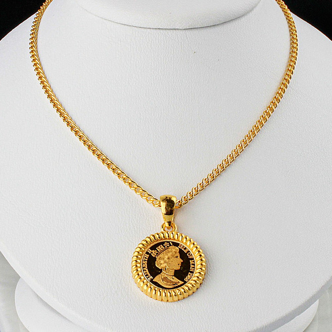 24K 순금 엘리자베스 코인 민줄 커브 체인 목걸이 5D 18.75g 데일리 선물 엄마 아내 효도 생신