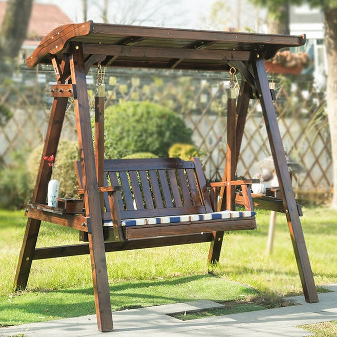 케이가든 야외그네 흔들의자 탄화목 카페 정원 야외용그네, 탄화목 야외그네(방석 포함), 탄화목그네의자