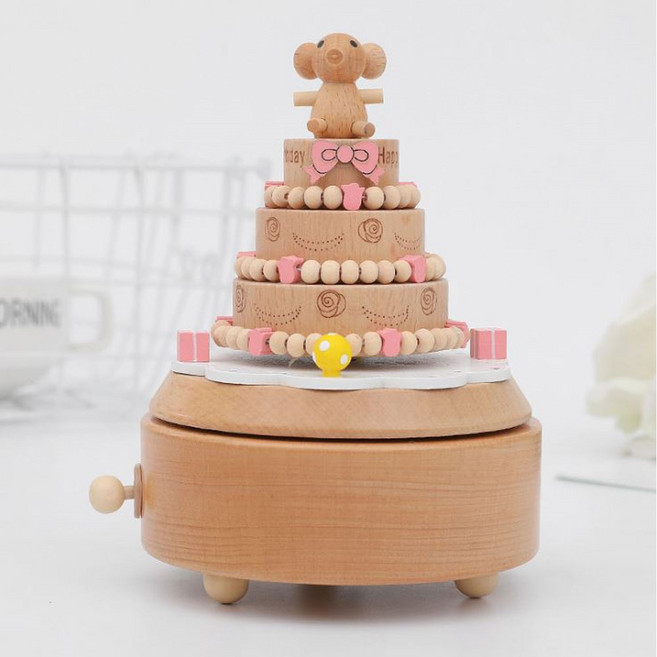 크래프트센터 움직이는 원목 오르골 모음 생일 결혼기념일 선물 시리즈, 01_3단 생일 케이크