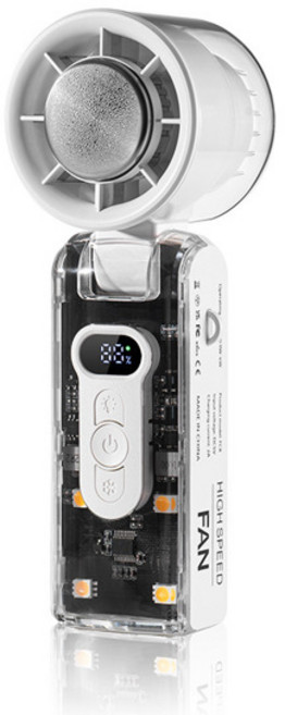 2025 미니 고풍량 휴대용 선풍기 투명 메카풍 고속 냉각 아이스팩 팬 휴대용 USB 충전식 선풍기, [01] White  C3