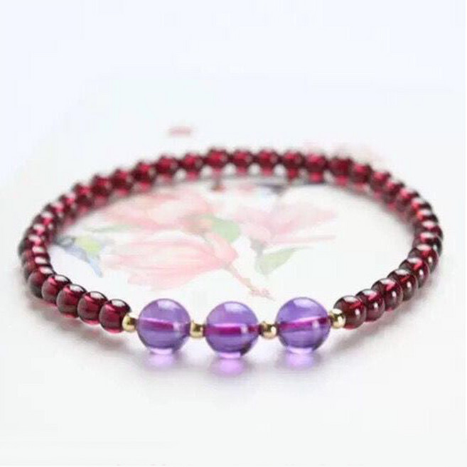 오누이디스플레이 천연 원석 석류석 월광석 마노석 팔찌 4mm D9