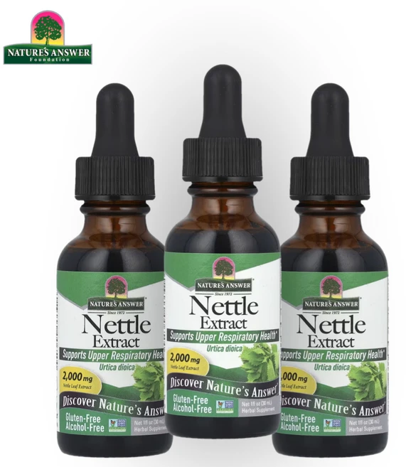 네이처스 네이쳐스 앤서 네틀 쐐기풀 추출물 알코올 프리 무 알콜2000mg 30ml 3개 - 쿠팡