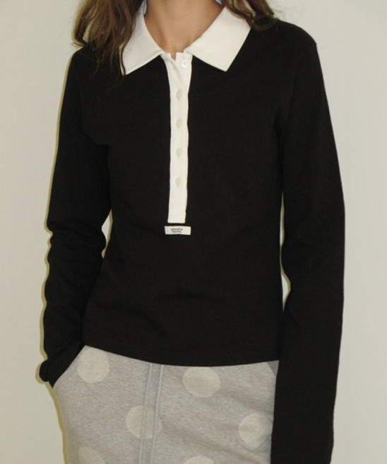 RONRON HENRY넥 카라 SLIM LONG SLEEVE 블랙