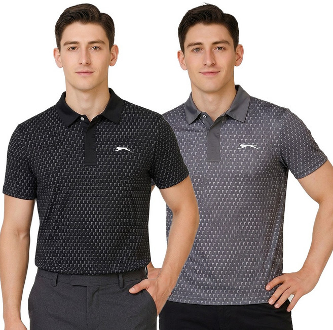 슬레진저 1+1 남성 펀칭 디테일 스판 카라 반팔 티셔츠