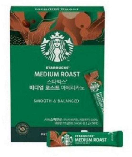 스타벅스 미디엄 로스트 아메리카노 원두커피믹스 1.1g, 1개입, 50개