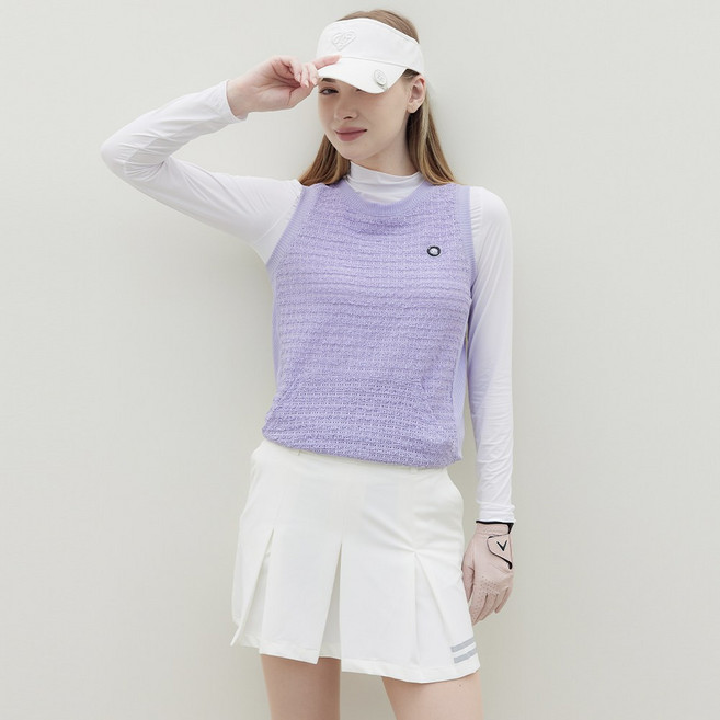 엠엠스포츠 여성 여름 엠보 펀칭 골프 조끼 빅사이즈 골프웨어