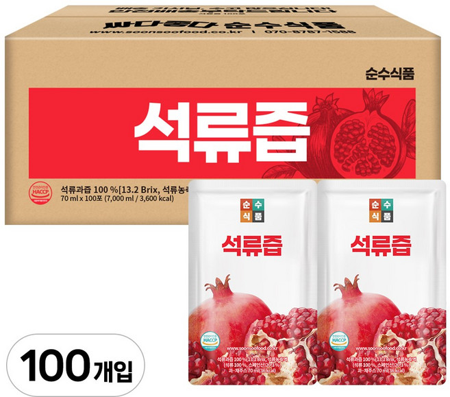 순수식품 석류즙, 70ml, 100개