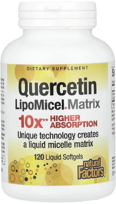 내추럴팩터스 퀘르세틴 리포미셀 매트릭스 250mg 10x 리퀴드젤 리포조말 120정, 1개 - 쿠팡