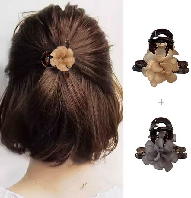 니렌스 동백 미니 반머리 헤어 집게핀 2종 세트