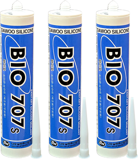 욕실용 실리콘 바이오 707(노즐 포함 안전포장) 백색, 3개