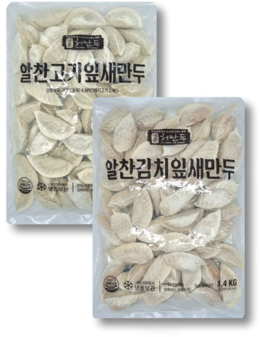 허만두 알찬 고기잎새만두 1.4kg + 허만두 알찬 김치 잎새만두 1.4kg, 2개
