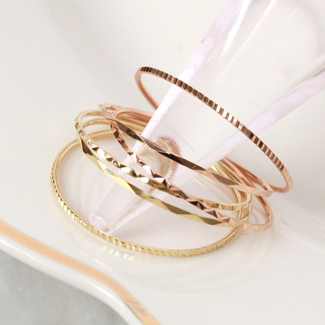 오로프 전체 14K 금 컷팅 실반지