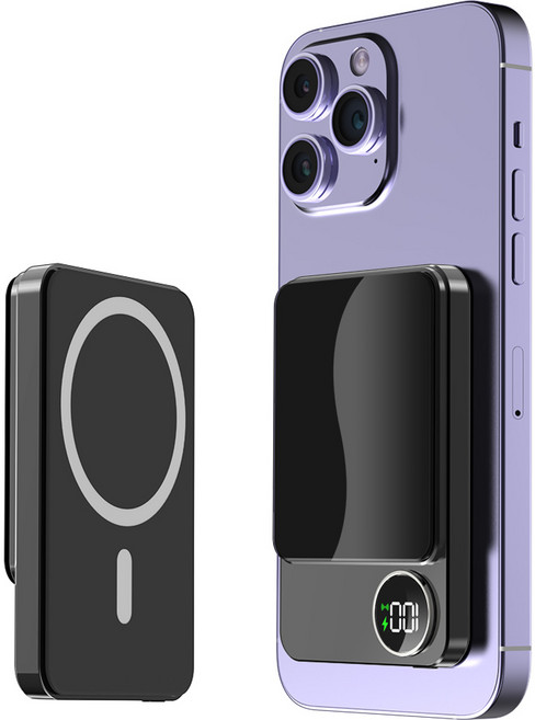 대용량 15W무선충전 PD22.5W QC3.0 맥세이프 호환 맥세이프보조배터리 10000mAh, 블랙