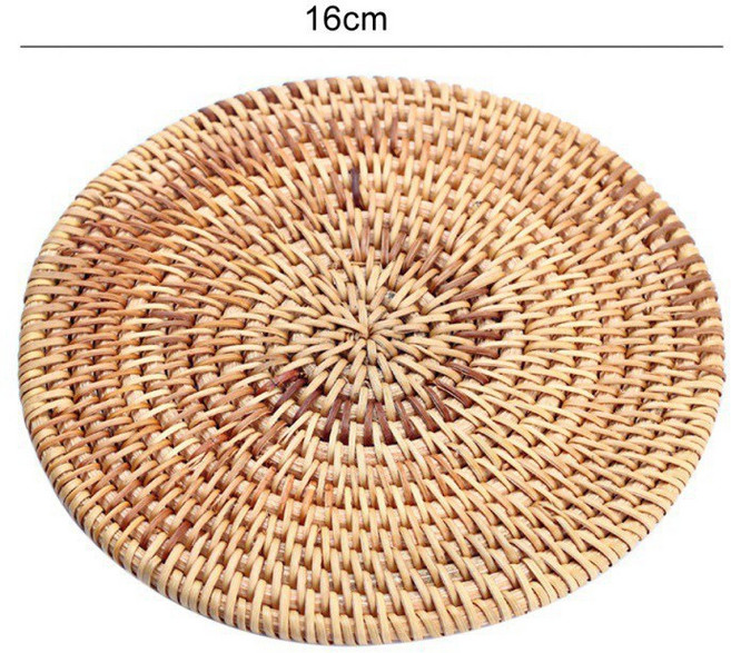 手工藤編隔熱墊 圓形杯墊 18cm, 1個