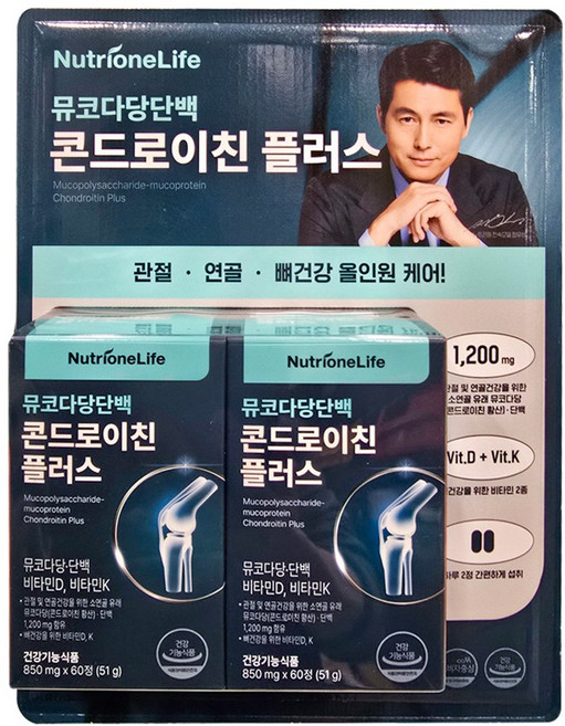 뉴트리원 뮤코다당단백 콘드로이친 850mg x 120정 1팩 2개월분 소연골 소유래 효능, 1세트
