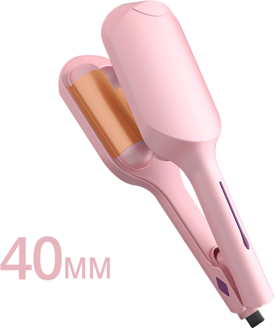 KIBOER 물결 고데기 40mm 물결펌고데기 4단계 온도조절 음이온 헤어 케어 웨이브, 핑크