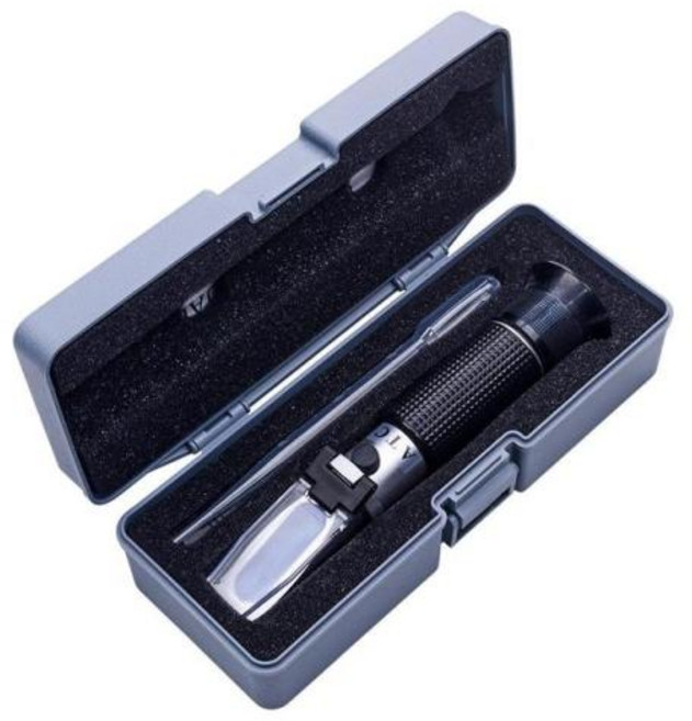 당도계 자동 온도 보정 과당 염수 테스터 광학 굴절계 0-32 설탕 미터 0-28 염분계 2-in-1, 1개