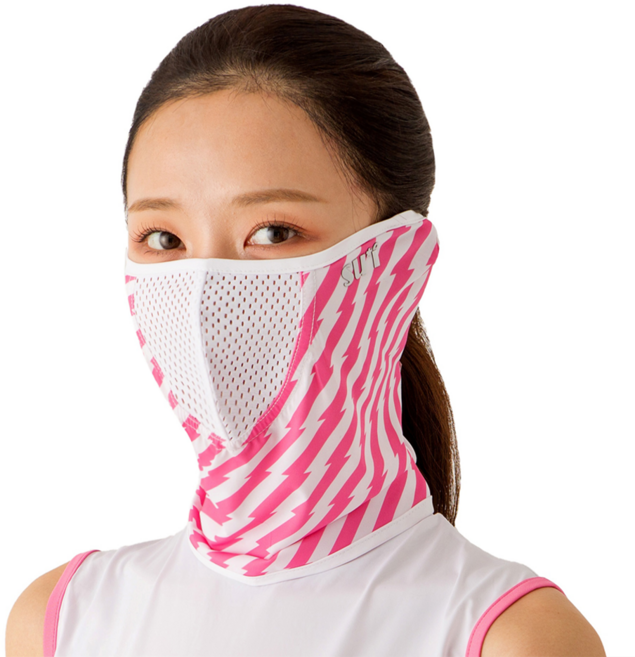 [수이골프 A형] 스포츠 마스크 UV 자외선 차단 얼굴 햇빛가리개 골프 등산 조깅 바이크, A-6 번개 핑크