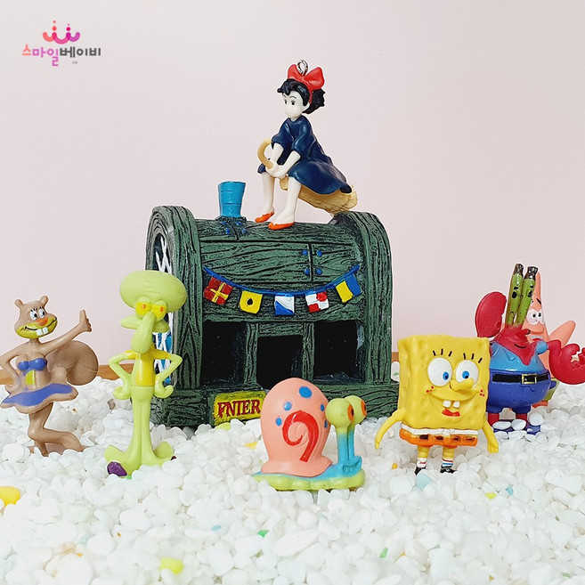 스마베 어항장식 어항피규어 스펀지밥 스폰지밥 어항꾸미기세트 파인애플 이스터집 집게리아 소품, 1개