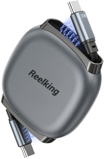 Reelking C타입-C타입 자석타입 휴대용 릴케이블 초고속 PD PPS 240W, 1개, 차콜, 1m
