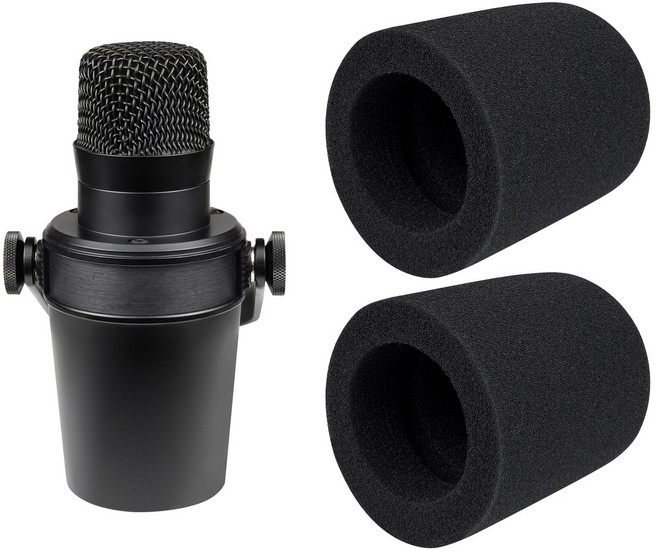 SOULWIT 마이크 팝 필터-호환 슈어 Shure MV7/MV7X용 보호용 마이크 커버 윈드스크린 폼, 2개, Black