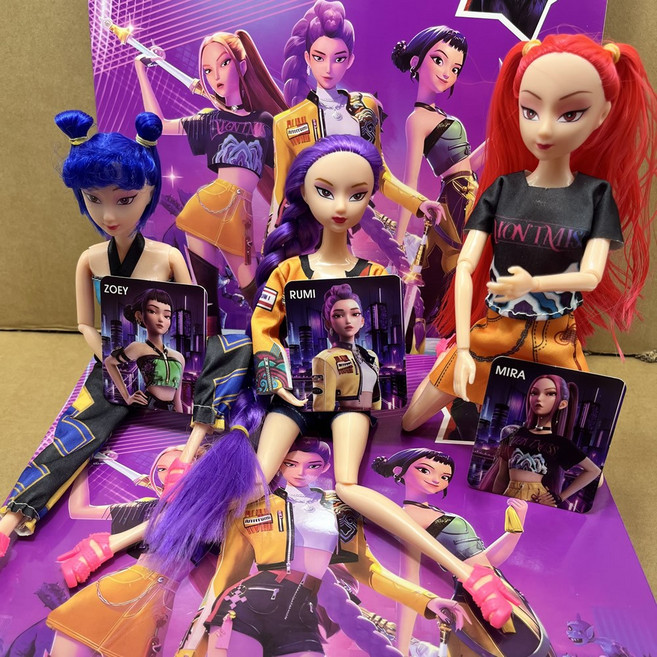 케데헌 굿즈 데몬헌터스 장난감 피규어 인형 헌트릭스 귀여운 여아선물, 1개, 3인 기프트 세트, 32cm