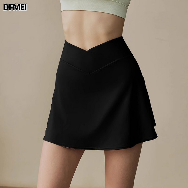 DFMEI 運動短裙女防走光高腰外穿跑步健身網球羽毛球半身裙瑜伽服裙褲夏