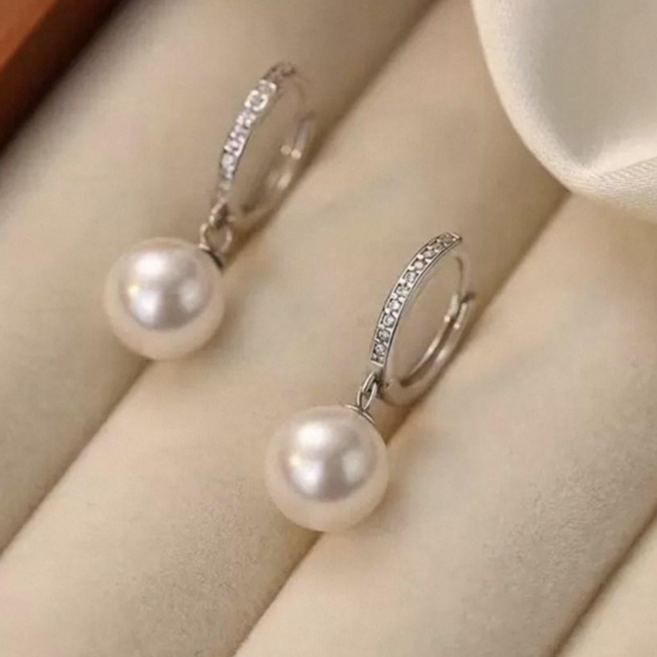 헬렌 데일리 큐빅 진주 링 드롭 귀걸이