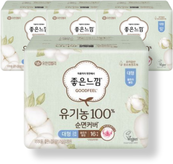 좋은느낌 유기농 순면커버 울트라슬림 대형 16개 x 4팩, 16개입, 4개