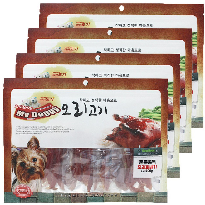 마이도기 프리미엄 강아지간식 400g, 오리꽈배기맛, 4개