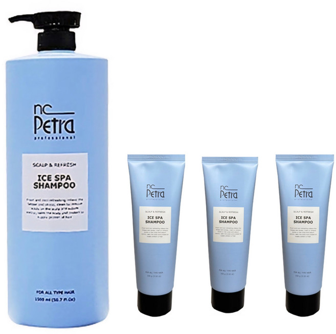 (사은품추가지급)엔씨페트라 아이스 스파 샴푸 쿨샴푸 전문가용 미용실 제품 두피 청량감, 1개, 1.5L