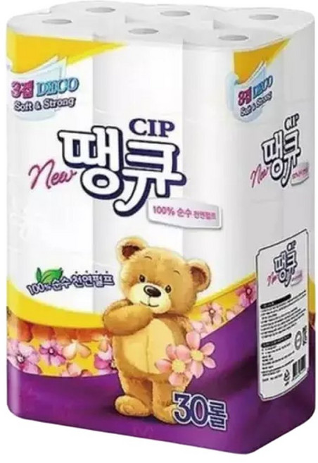 뉴 땡큐 순수 펄프 데코 엠보싱 3겹30롤 휴지 화장지