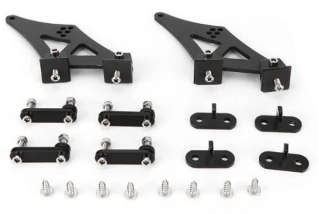 범용 자동차 CNC 알루미늄 합금 리어윙 트렁크 레이싱 테일 스포일러 다리 마운트 브래킷 키트, 1) Black, 없음